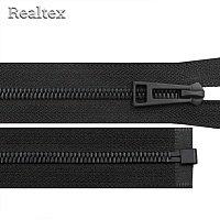 Молния металл Т.5 Realtex 1замок 70см латунь, разъемная цв.черный матовый/черный
