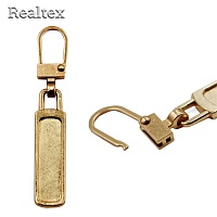 Пуллер для бегунка Realtex съемный, декоративный "Плоский" (25шт) цв.золото 