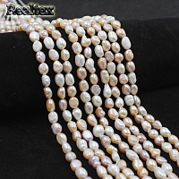 Бусины Realtex из Жемчуга Речного натурального барочного d=7-8мм дл.35см (41шт) цв.бежево-молочный