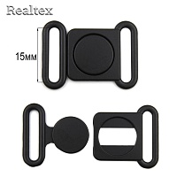 Застежка для купальника металлическая Realtex 15мм 3630 (10шт) цв.черный
