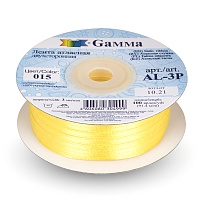 Лента атласная 3мм двухсторонняя Al-3P "Gamma" цв.015 жёлтый 