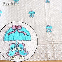 Ткань вышитая "Утята" ширина 112см цв.голубой