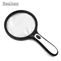Лупа Реалтекс для рукоделия 4986E 125мм с подсветкой 4 LED на батарейках