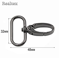 Карабин Realtex 32мм (10шт) цв.полированный черный никель