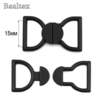 Застежка для купальника металлическая Realtex 15мм 3633 (10шт) цв.черный