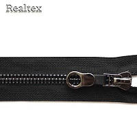 Молния трактор  Реалтекс R-2 декоративная Т.8 1замок 70см разъем. (акулий зуб) цв.черный/черный никель 