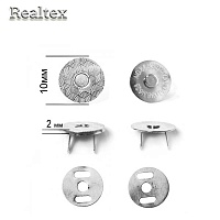 Кнопка Realtex магнитная на усиках 10мм h=2мм цв.никель