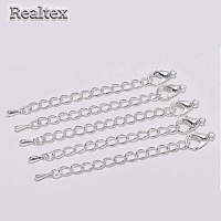 Цепочка-удлинитель "Realtex" с карабином 10*5мм для бижутерии (20шт) цв.серебро