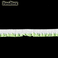  Резинка бельевая  Realtex 15мм 9112-15 с рюшей цв.белый/салатовый