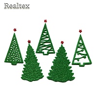 Набор "Ёлочки" из глиттерного фоамирана 60-75мм (5штт) цв.зеленый/красный