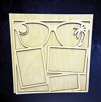 Заготовка для декорирования деревянная Фоторамка "Очки" 37*37см
