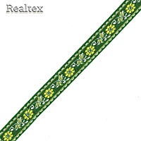 Тесьма жакардовая 18мм с1851г17 рис.8967 (10м) цв.зеленый/желтый