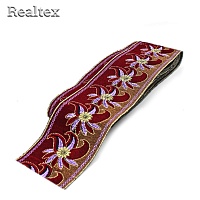 Тесьма термоклеевая 52215 80мм цв.бордовый/коричневый