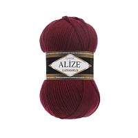 Пряжа Alize "Lana Gold" (100гр) цв.057 бордовый