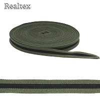 Тесьма лампасная Рубчик NET6815 15мм цв.хаки/чёрный/хаки