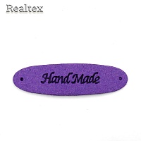 Бирка пришивная замша Realtex №04 "HandMade" цв.фиолетовый