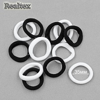 Резинки для волос Realtex 35мм нейлон (100шт) цв.белый/черный 