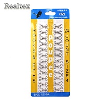 Крючки плательные в блистере Realtex №4 (24шт х 6) цв.никель