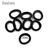 Резинки для волос Realtex 35мм нейлон (100шт) цв.черный 