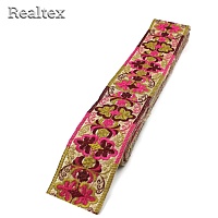 Тесьма термоклеевая 52228 50мм цв.бежевый/бордо 