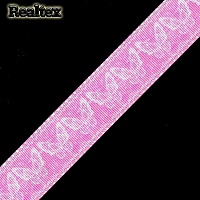 Лента репсовая с рисунком Реалтекс 25мм "Бабочки" цв.белый/розовый