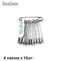 Булавки английские "Realtex" SUN №0 29мм (72шт) цв.никель 