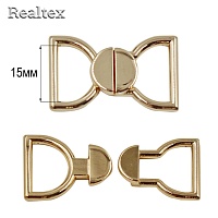 Застежка для купальника металлическая Realtex 15мм 3633 (10шт) цв.полированное золото