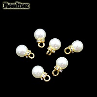 Бусины-подвесы со стразами пластик Realtex  8мм (25шт) цв.молочный/золото