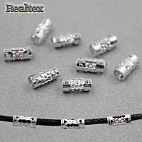 Трубочка ажурная "Realtex" для бижутерии 4*9мм (100шт) цв.серебро
