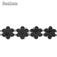 Кружево Realtex объемное 3D 35мм TJ-D197-2  Realtex цв.черный