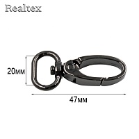  Карабин Реалтекс 20мм (10шт) цв.полированный черный никель