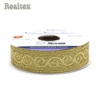 Тесьма жакардовая TRJ-01 22мм (10м) цв.золото 
