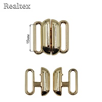 Застежка для купальника металлическая Realtex 15мм R-1 (10шт) цв.золото