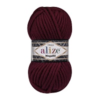 Пряжа Alize "Super Lana Megafil" (100гр) цв.057 бордовый