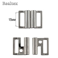 Застежка для купальника металлическая Realtex 15мм 3634 (10шт) цв.полированный никель 