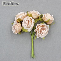 Декоративный букетик Realtex "Розочка пионовидная" TF-1923 35*115мм (1 букет.* 6шт) цв.кремовый
