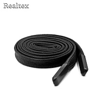 Шнур с наконечниками Realtex R- 2 плоский однотонный шир.12мм дл.140см (10шт) цв.черный