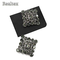 Брошь со стразами Реалтекс FR-8-1 (2шт) цв.черный никель