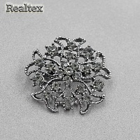 Брошь со стразами Realtex FR-8-31 (2шт) цв.черный никель
