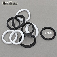 Резинки для волос Realtex 65мм нейлон (50шт) цв.белый/черный 