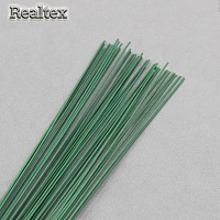 Проволока герберная Realtex с полипропиленовым покрытием d-1.20мм 60см (200гр) цв.зеленый