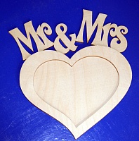 Заготовка для декорирования деревянная Фоторамка "Мистер и миссис" 18*20см