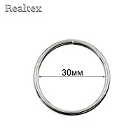 Кольцо разъёмное металлическое 30*3,0мм Realtex цв.никель