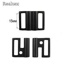 Застежка для купальника металлическая Realtex 15мм 3634 (10шт) цв.черный  