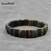 Браслет Realtex из натурального камня Прямоугольник граненый цв.серый mix