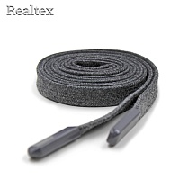 Шнур с наконечниками Realtex R- 2 плоский однотонный шир.12мм дл.140см (10шт) цв.серый меланж.