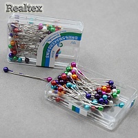  Иглы для закалывания Реалтекс 35мм (80игл) цв.ассорти