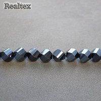 Бусины Реалтекс стеклянные граненые 6мм декоративные на нитях цв.32 гематит