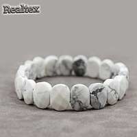 Браслет Realtex из натурального камня Овал граненый цв.белый