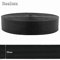  Лента ременная атласная Реалтекс 38мм высококачественная (45,70) цв.черный